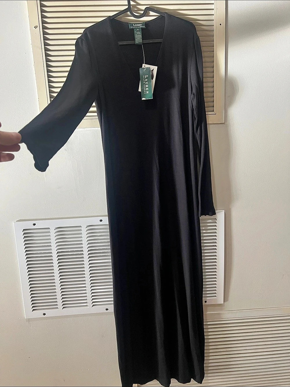 NWT Vintage Lauren Ralph Lauren Maxi Dress in Black Size Medium